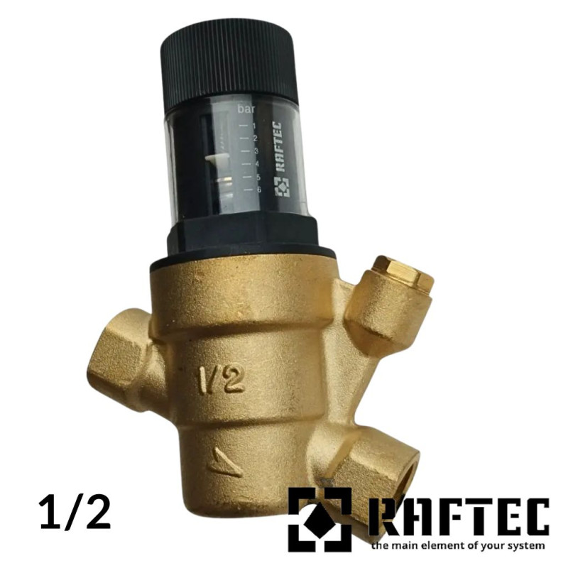 Редуктор тиску 1/2 мембранний RAFTEC (Max 5,5 Bar)