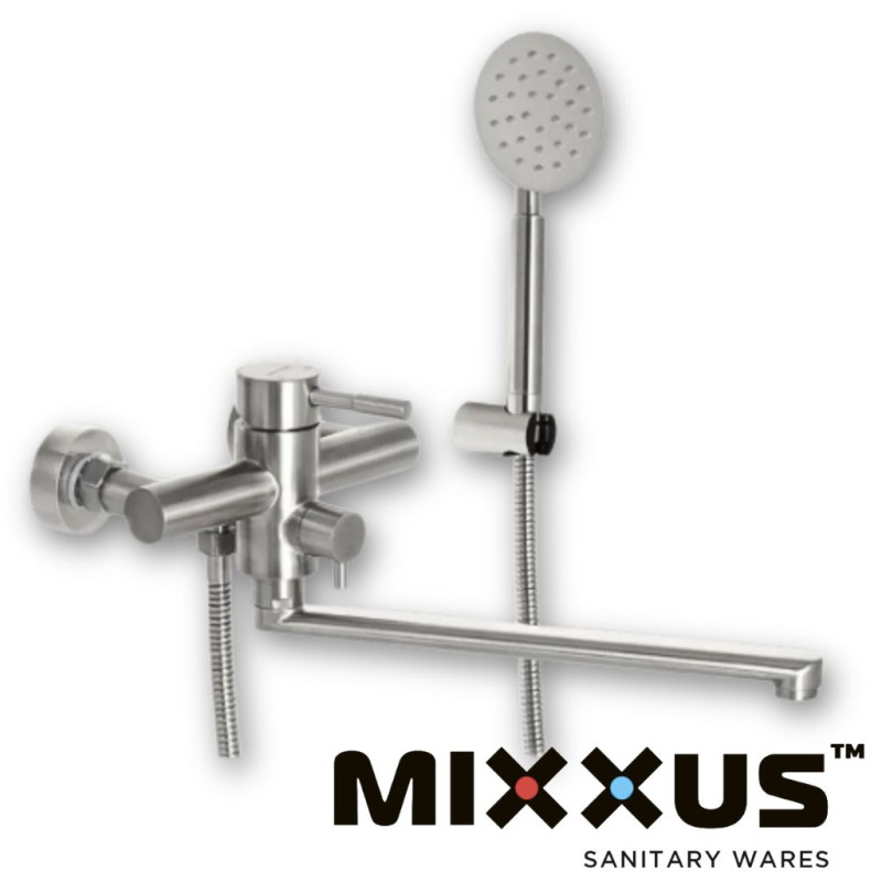 Змішувач для ванни MIXXUS нержавіюча сталь одноважільний EURO довгий вилив #26