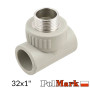 Пластиковый тройник для труб PPR 32x1 наружная резьба Polmark