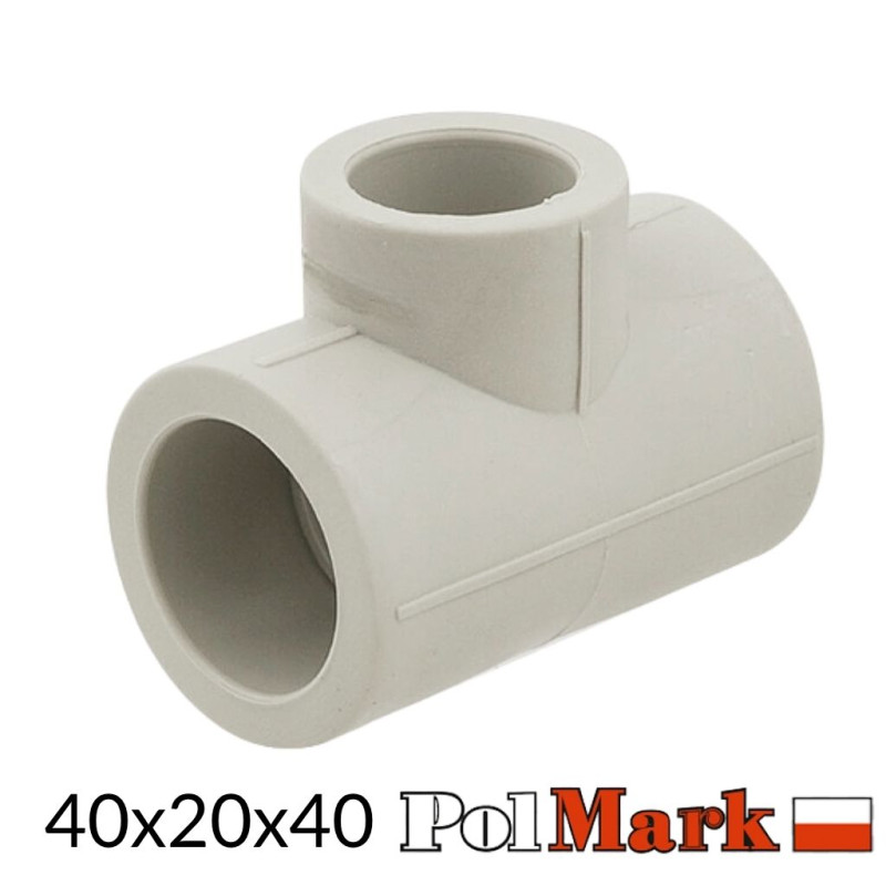 Пластиковый тройник для труб из ППР 40х20х40 Polmark