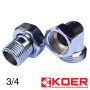 Американка кутова 3/4 KOER Хромована