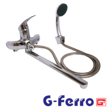 Смеситель для ванны длинный нос G-FERRO HANSBERG рычаг  EURO #10