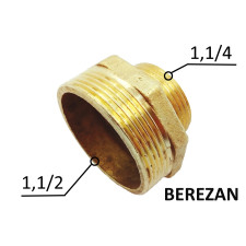 Перехідник Ніпель 1,1/2н - 1,1/4н латунний посилений