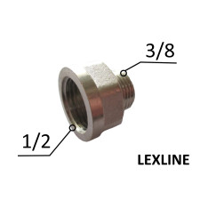 Переходник Лейка 1/2в - 3/8н - Никель LEXLINE