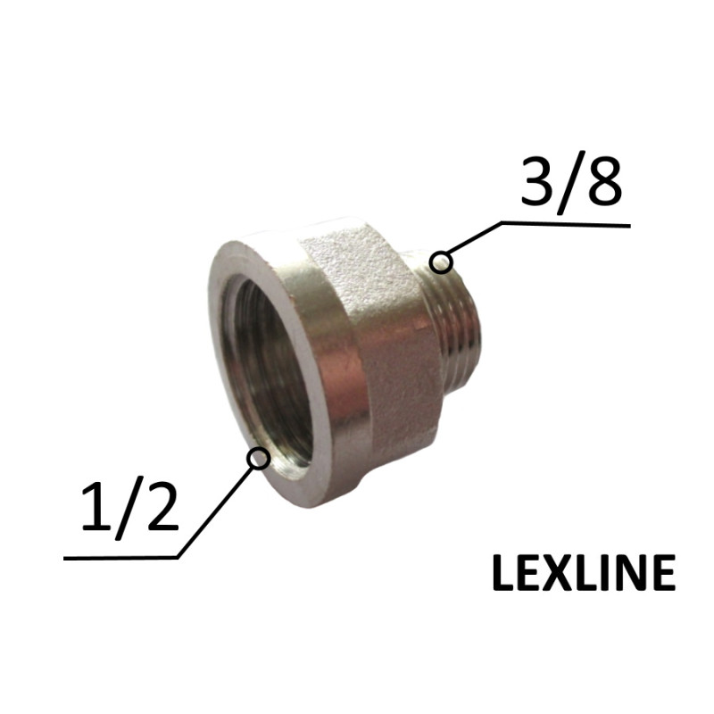 Перехідник 1/2в х 3/8н х Нікель LEXLINE (У формі лійки)