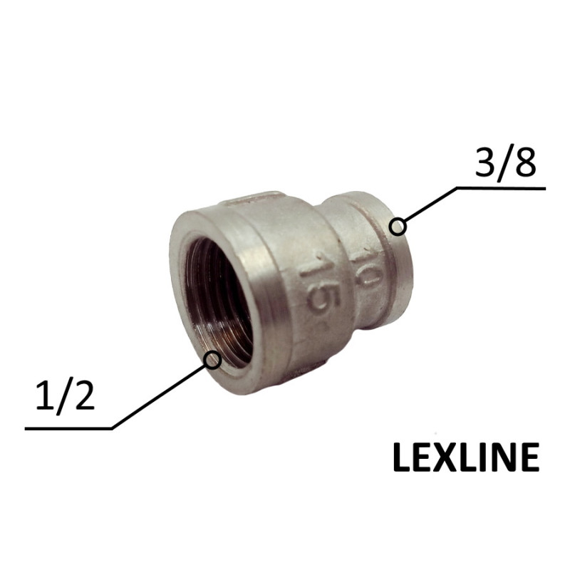 Перехідна муфта латунна 1/2В х 3/8В Нікель LEXLINE
