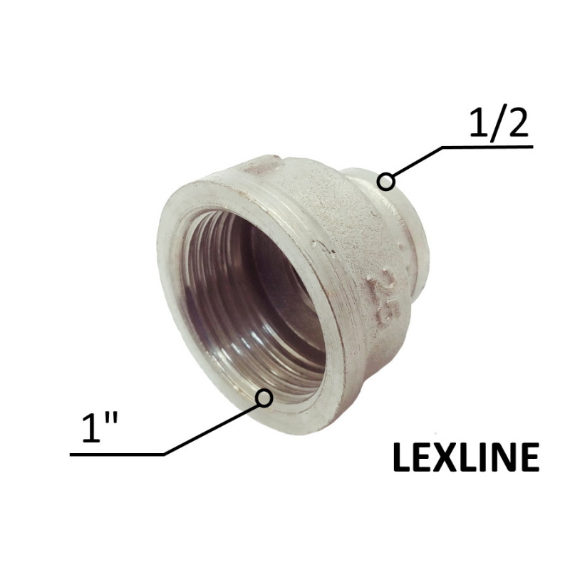 Перехідна муфта латунна 1в х 1/2в Нікель LEXLINE