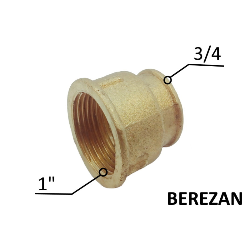 Перехідна муфта латунна 1в х 3/4в Berezan Strong