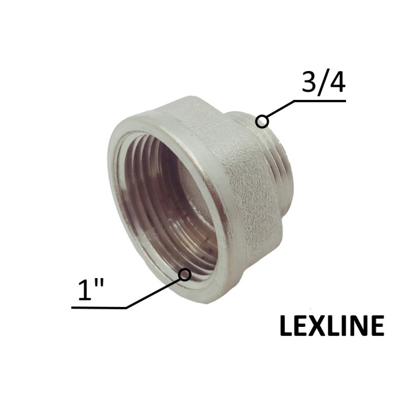 Переходник 1в х 3/4н х Никель LEXLINE (В форме лейки)