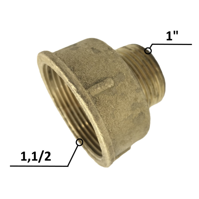 Перехідник 1,1/2в х 1н (Товстий сплав) латунний (У формі лійки)