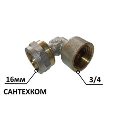 Коліно металопластикове обжимне 16-3/4 внутрішня різьба WATERPRO