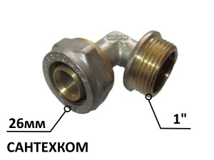 Коліно металопластикове обжимне 26-1 зовнішня різьба WATERPRO