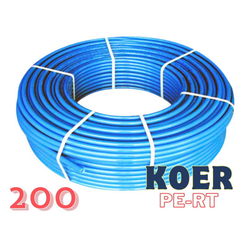 Трубка для теплого пола с кислородным барьером - KOER BLUE PE-RT EVOH 200м