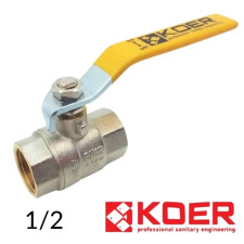 Кран кульовий 1/2 ВВ жовтий важіль PN40 Koer (для газу)
