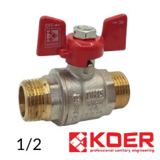 Кран кульовий 1/2 ЗЗ метелик PN40 Koer