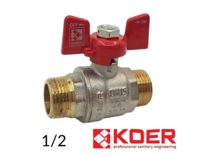 Кран кульовий 1/2 ЗЗ метелик PN40 Koer