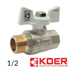 Кран кульовий 1/2 ВЗ біла метелик PN40 Koer