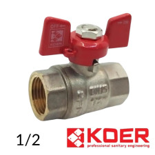 Кран кульовий 1/2 ВВ RED метелик PN40 Koer