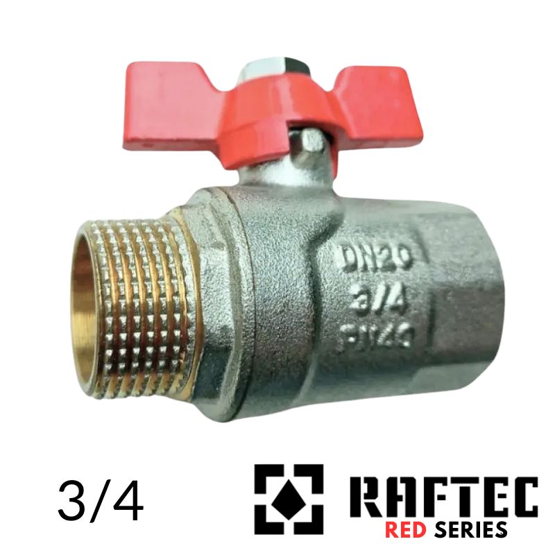 Кран кульовий 3/4 RAFTEC ВЗ метелик червоний