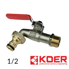 Кран садовый 1/2 под адаптер Koer