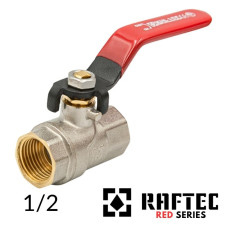 Кран для воды 1/2 ВВ длинная ручка (RED) RAFTEC PN40