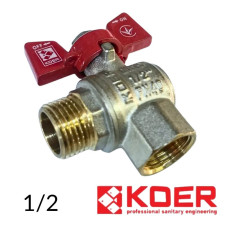 Кран кутовий 1/2 ВЗ метелик PN40 Koer