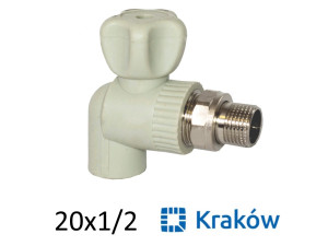 ППР Кран радиаторный угловой 20 x 1/2н Krakow 