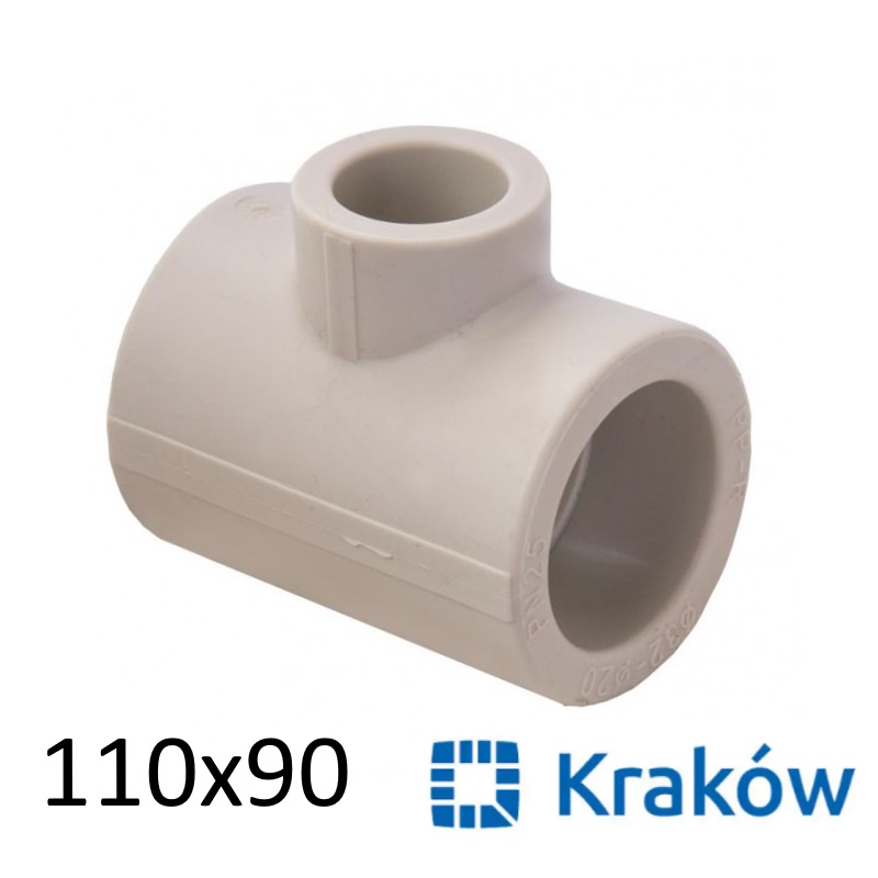 Тройник полипропиленовый переходной 110 на 90 на 110 мм для труб Krakow