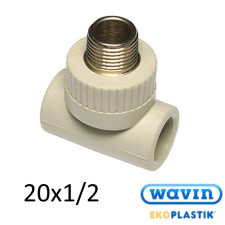 Тройник с наружной резьбой 20-1/2н-20 PPR Wavin Ekoplastik