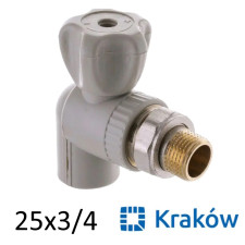 ППР Кран радиаторный угловой 25 x 3/4н Krakow (Strong)