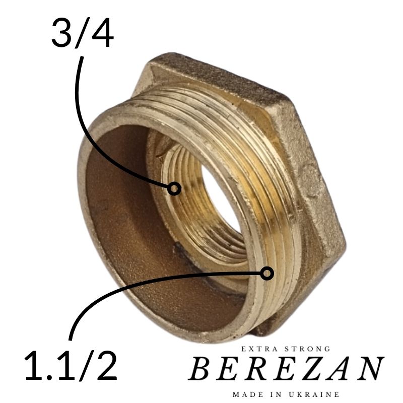 Латунна Футорка 1,1/2н х 3/4в BEREZAN посилений