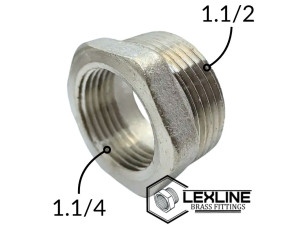 Перехідник Футорка 1,1/2н - 1,1/4в Нікель LEXLINE