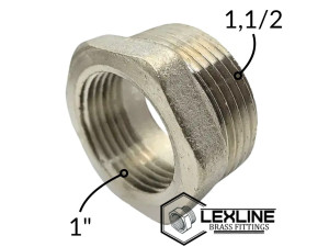 Перехідник Футорка 1,1/2н - 1в Нікель LEXLINE