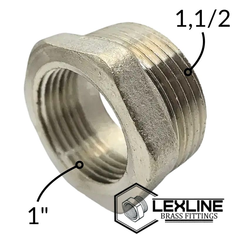 Латунная Футорка 1,1/2н х 1в Никелированный LEXLINE