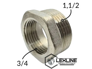 Перехідник Футорка 1,1/2н - 3/4в Нікель LEXLINE
