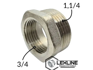 Перехідник Футорка 1,1/4н - 3/4в Нікель LEXLINE