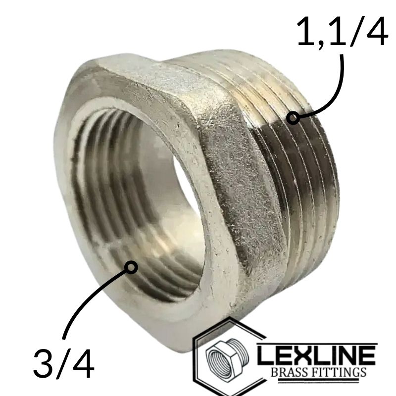 Латунная Футорка 1,1/4н х 3/4в Никелированный LEXLINE