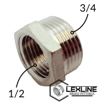 Переходник Футорка 1/2в - 3/4н - Никель LEXLINE