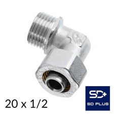 Коліно обжимне 20-1/2 зовнішня різьба металопластикове SD PLUS PRO