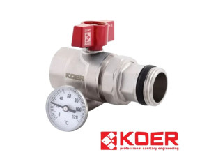 Кран з американкою + термометр для колектора 1" KOER (KR.1032)