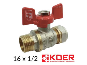 Кран обжимной 16-1/2н металлопластиковый KOER
