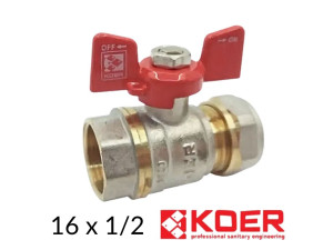 Кран обжимной 16-1/2в металлопластиковый KOER