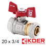 Кран обжимной 20-3/4в металлопластиковый KOER
