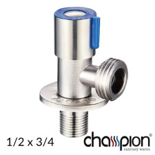 Кран приборный CHMP нержавеющая сталь 1/2н-3/4н VAL-03 синий.