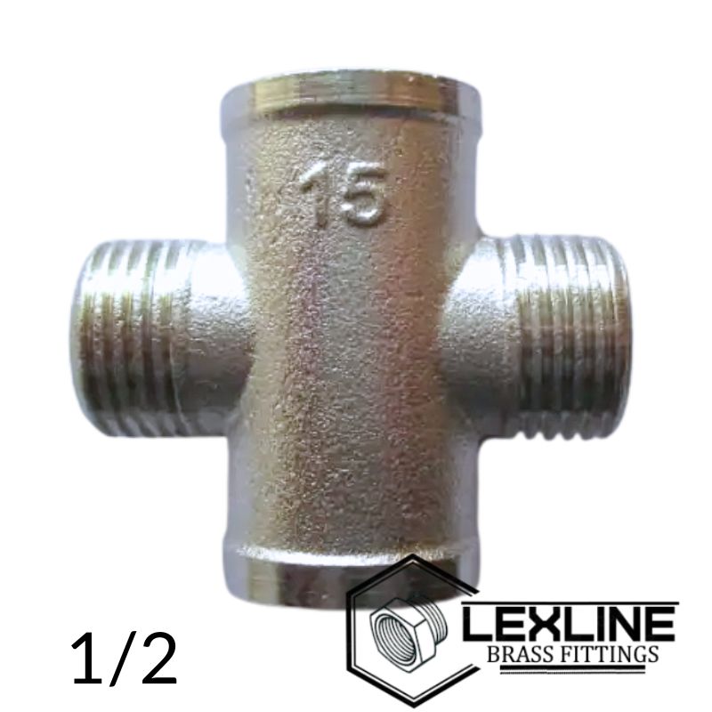 Крестовина латунная 1/2 ВВНН Никелированная LEXLINE