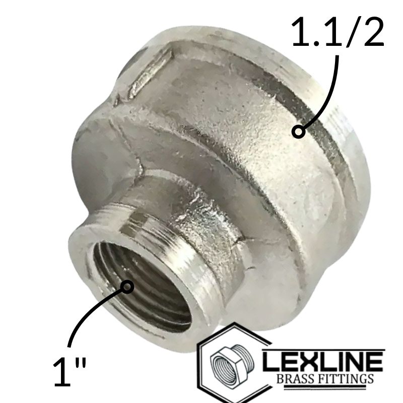 Переходная муфта латунная 1,1/2в х 1в Никель LEXLINE