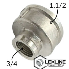 Перехідник Муфта 1,1/2в – 3/4в Нікель LEXLINE
