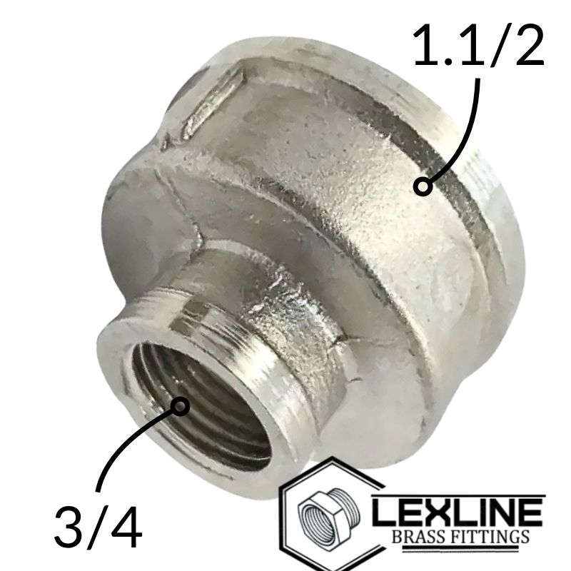 Переходная муфта латунная 1,1/2в х 3/4в Никель LEXLINE