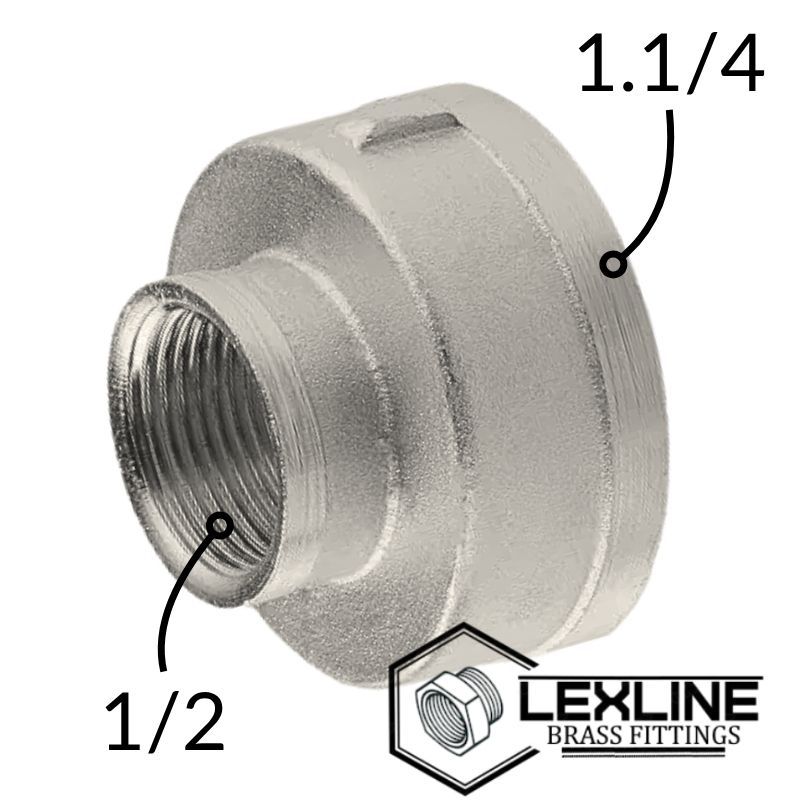 Переходная муфта латунная 1,1/4в х 1/2в Никель LEXLINE