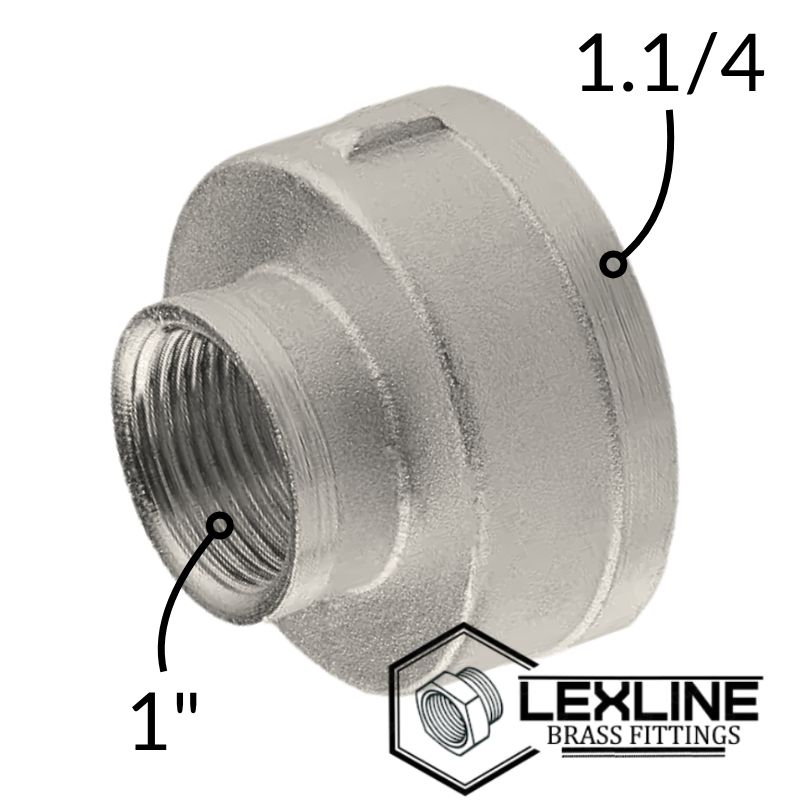 Переходная муфта латунная 1,1/4в х 1в Никель LEXLINE